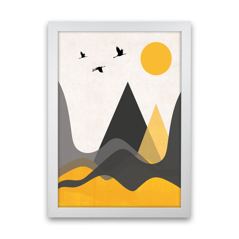 Hills and mountains mustard Art Print by Pixy Paper White Grain