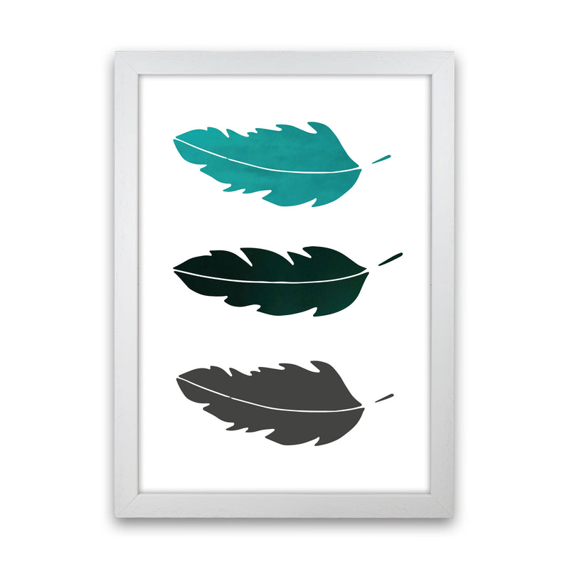 Feathers Emerald Art Print by Pixy Paper White Grain