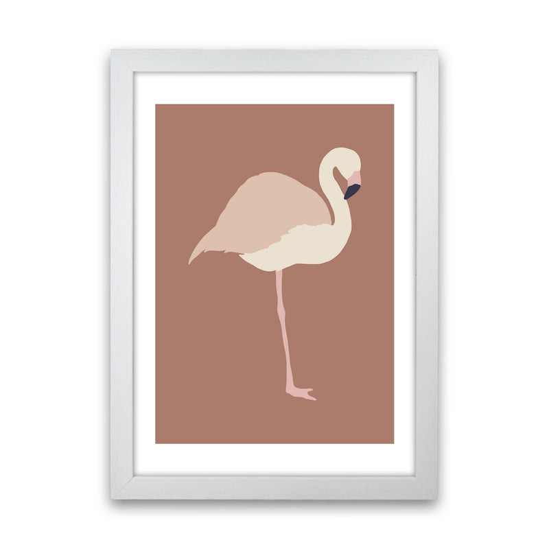 Autumn Flamingo abstract Art Print by Pixy Paper White Grain