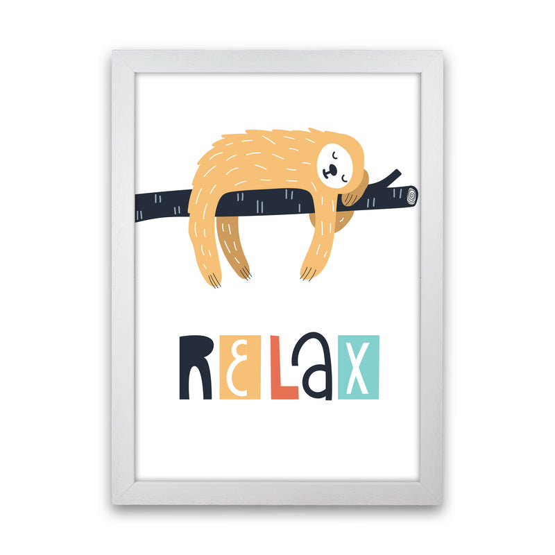 Relax sloth Neutral kids Art Print by Pixy Paper White Grain