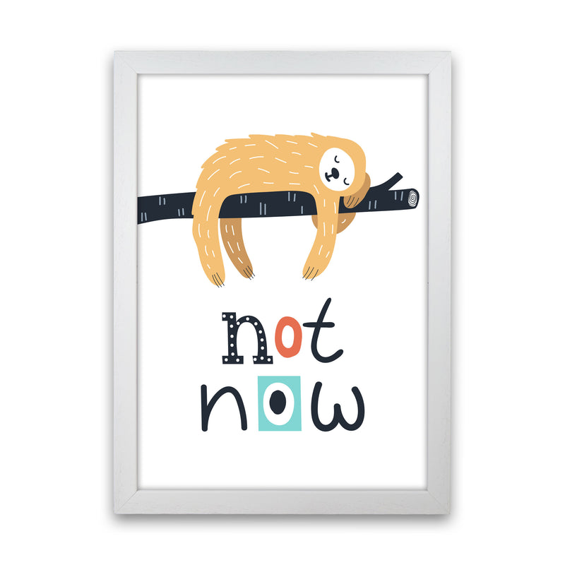 Not now sloth Art Print by Pixy Paper White Grain