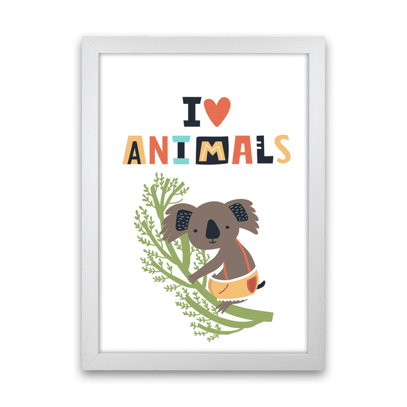 I love animals koala Art Print by Pixy Paper White Grain