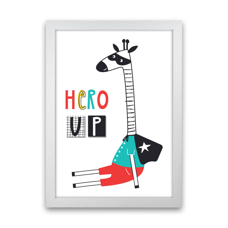 Hero up giraffe Art Print by Pixy Paper White Grain