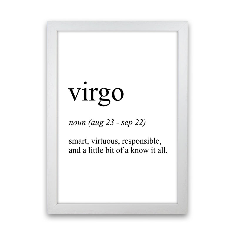 Virgo Definition Art Print by Pixy Paper White Grain