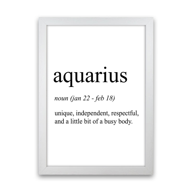 Aquarius Definition Art Print by Pixy Paper White Grain