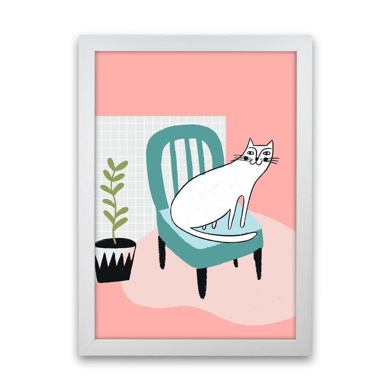 The Cat's Chair Art Print by Pixy Paper White Grain