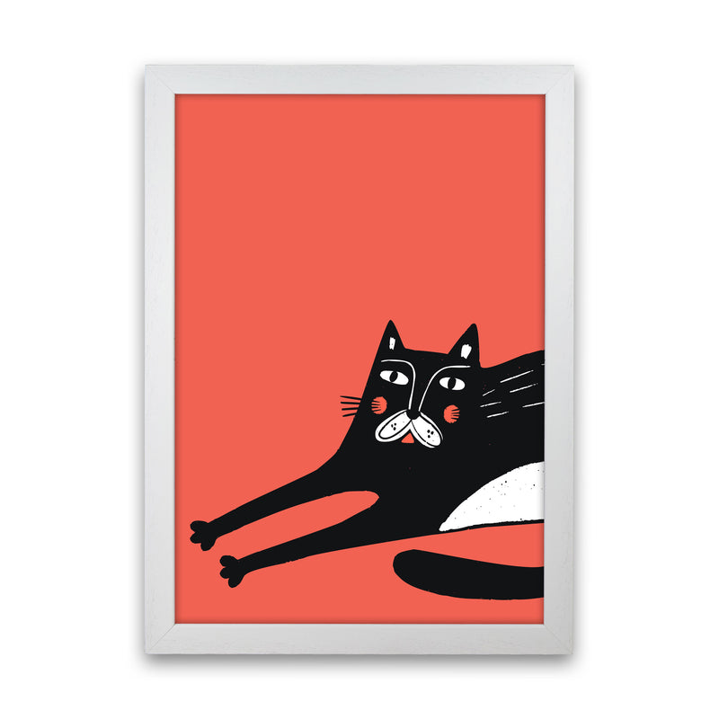 Cat Stretching Art Print by Pixy Paper White Grain
