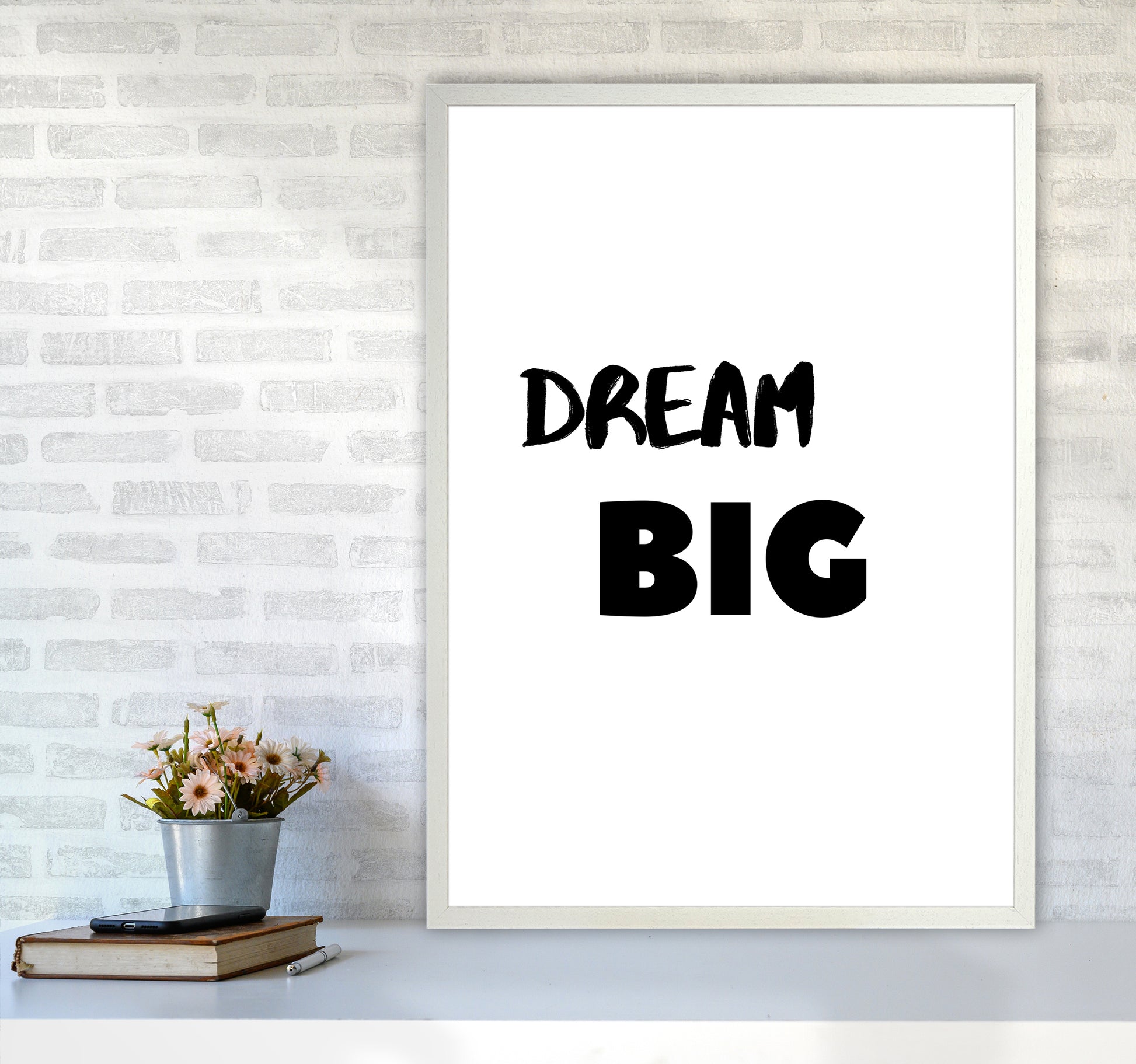 Dream big Quote Art Print by Proper Job Studio A1 Oak Frame