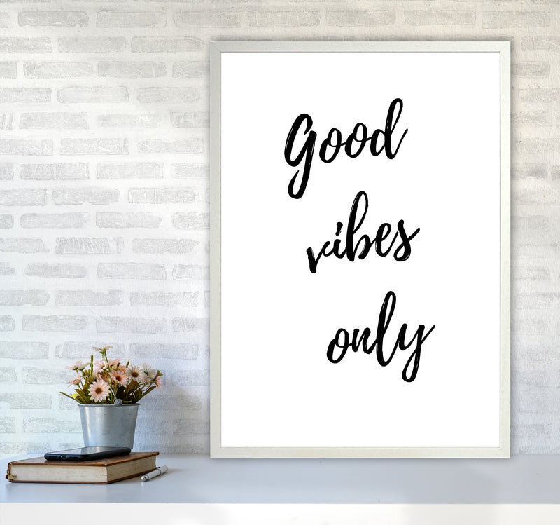 Good vibes only Quote Art Print by Proper Job Studio A1 Oak Frame