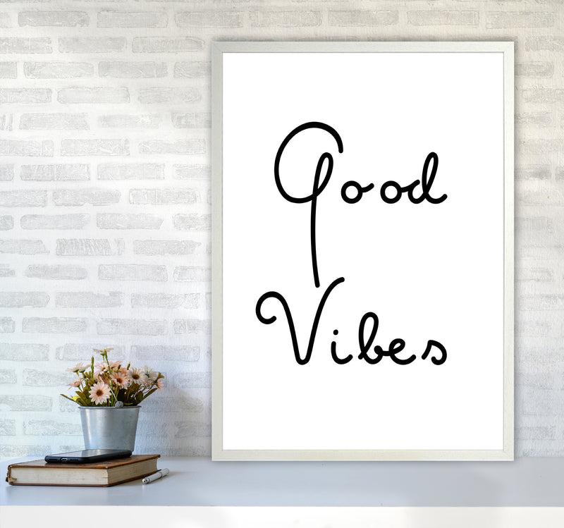 Good Vibes Quote Art Print by Proper Job Studio A1 Oak Frame