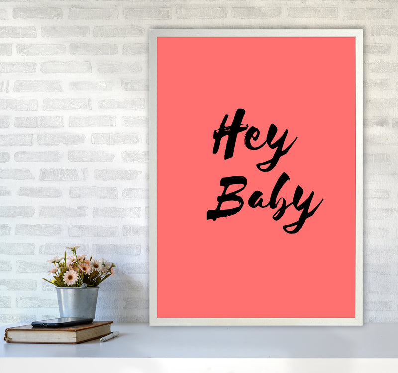Hey baby Quote Art Print by Proper Job Studio A1 Oak Frame