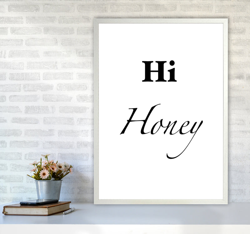 Hi honey Quote Art Print by Proper Job Studio A1 Oak Frame