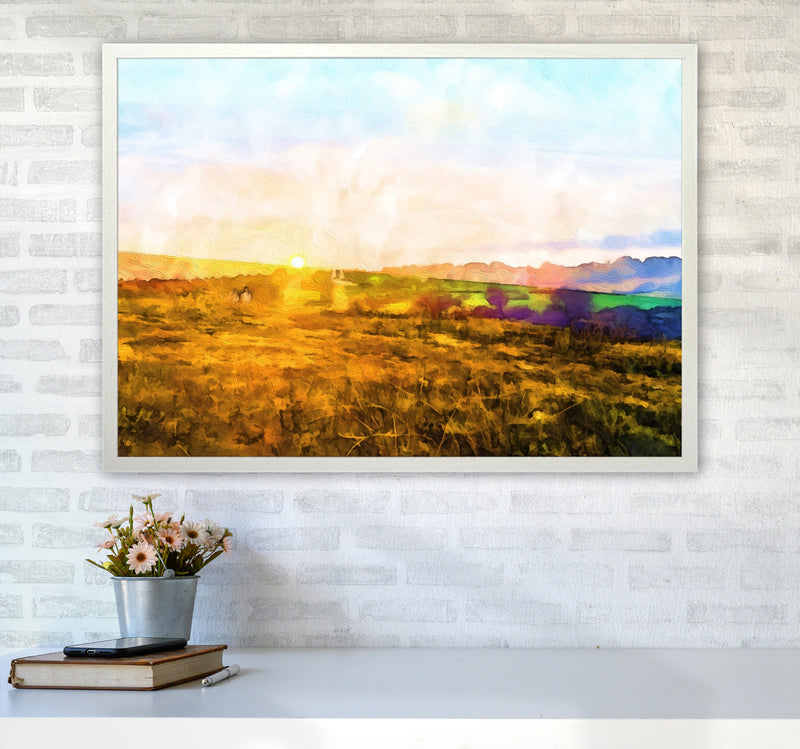 Dartmoor Sunset Art Print by Proper Job Studio A1 Oak Frame