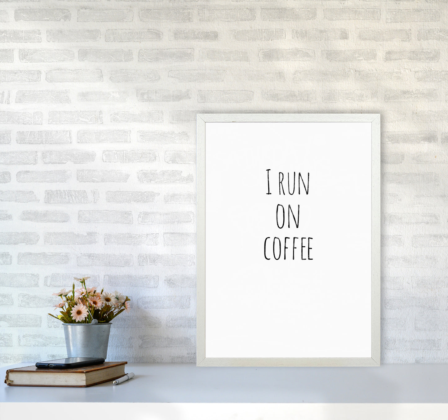 Coffee Quote Art Print by Proper Job Studio A2 Oak Frame