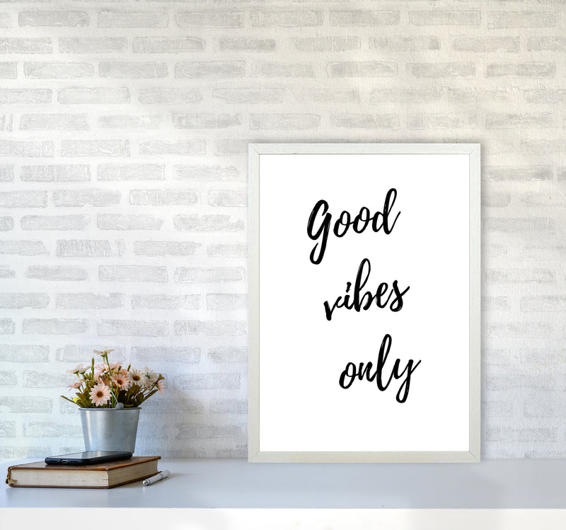 Good vibes only Quote Art Print by Proper Job Studio A2 Oak Frame
