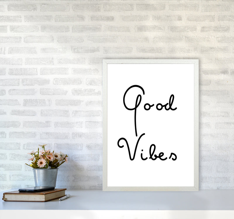Good Vibes Quote Art Print by Proper Job Studio A2 Oak Frame