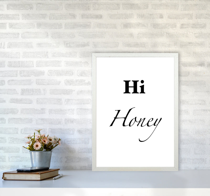 Hi honey Quote Art Print by Proper Job Studio A2 Oak Frame