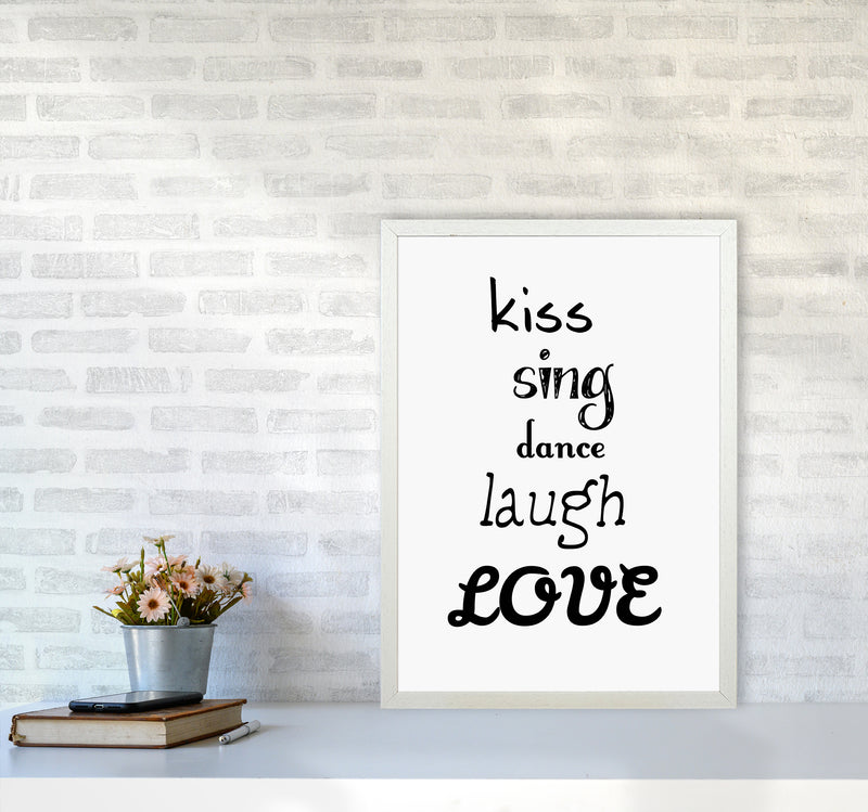 Kiss Quote Art Print by Proper Job Studio A2 Oak Frame