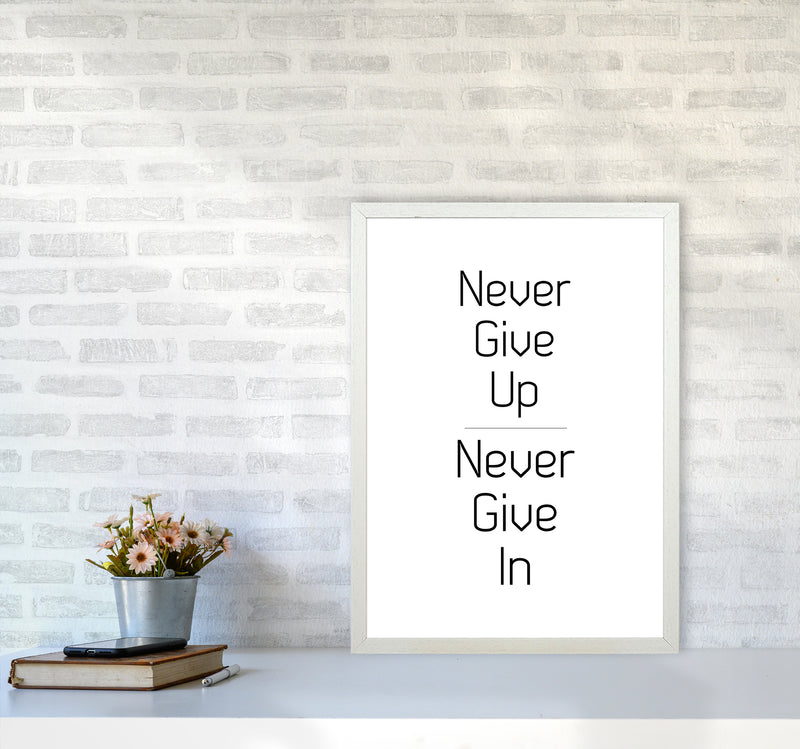 Never give up Quote Art Print by Proper Job Studio A2 Oak Frame