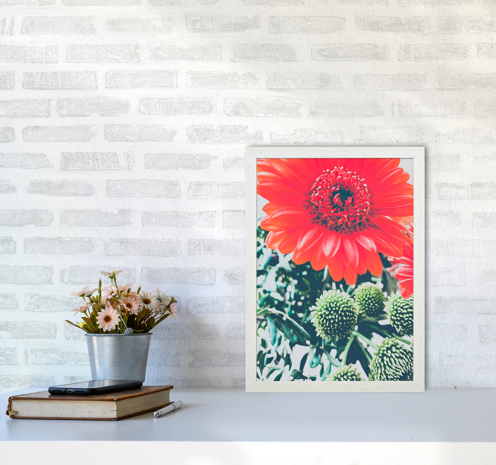 Gerbera Photography Art Print by Proper Job Studio A3 Oak Frame