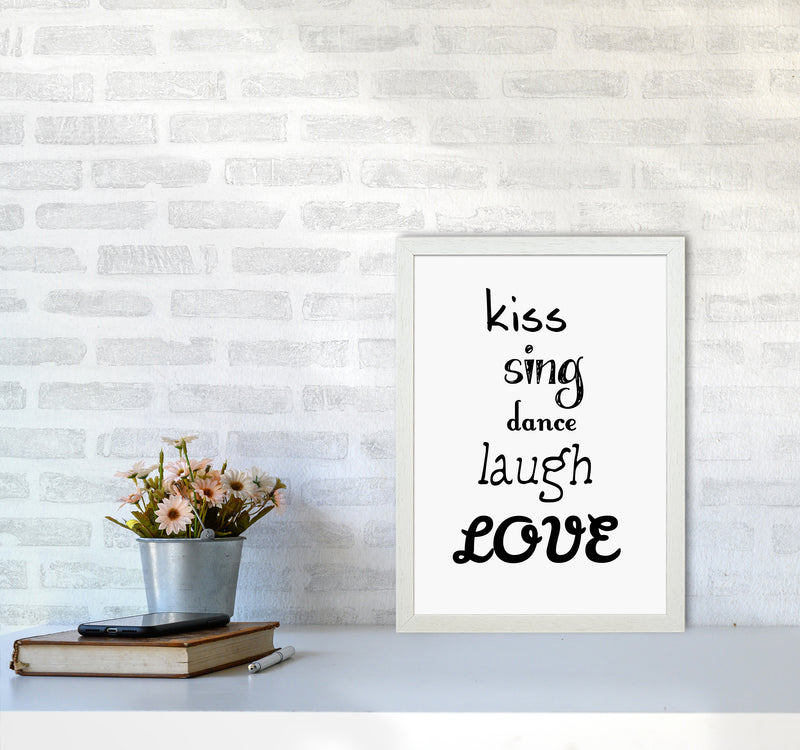 Kiss Quote Art Print by Proper Job Studio A3 Oak Frame