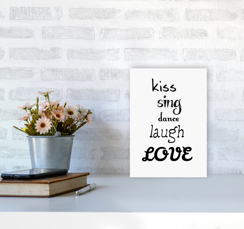 Kiss Quote Art Print by Proper Job Studio A4 Black Frame