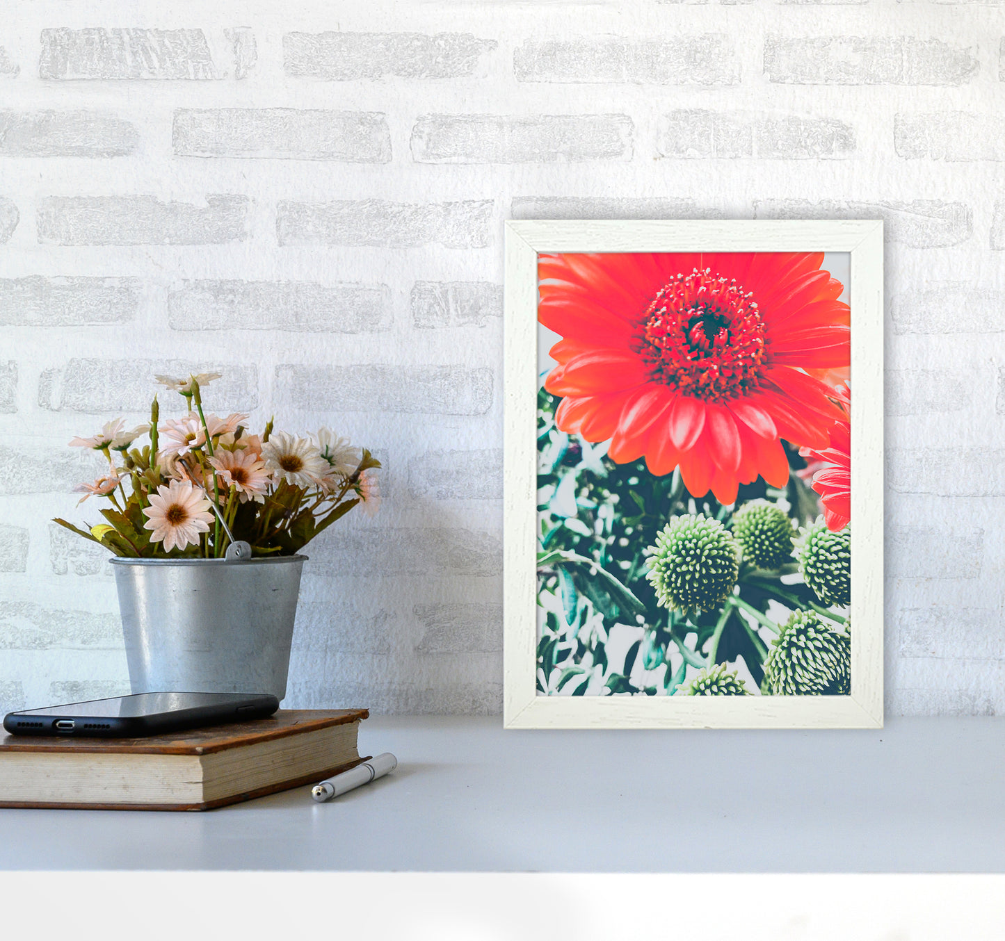 Gerbera Photography Art Print by Proper Job Studio A4 Oak Frame