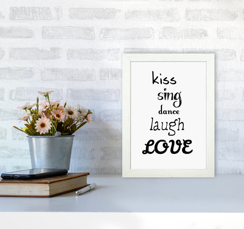 Kiss Quote Art Print by Proper Job Studio A4 Oak Frame