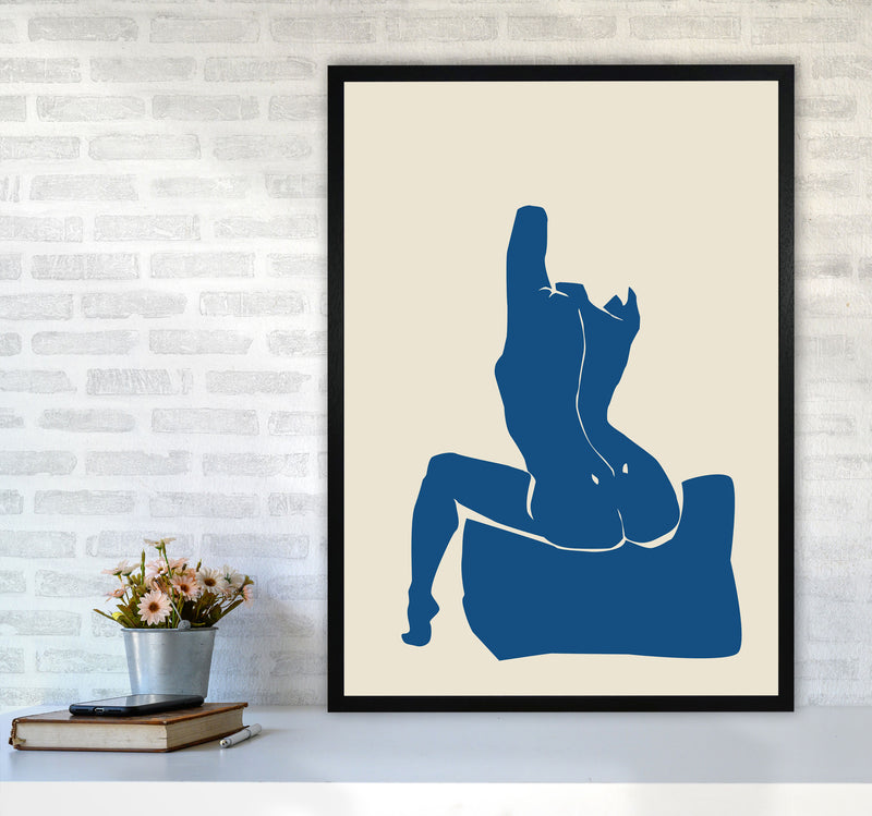 Matisse Sitting On Bed Arms High Blue By Planeta444 A1 White Frame
