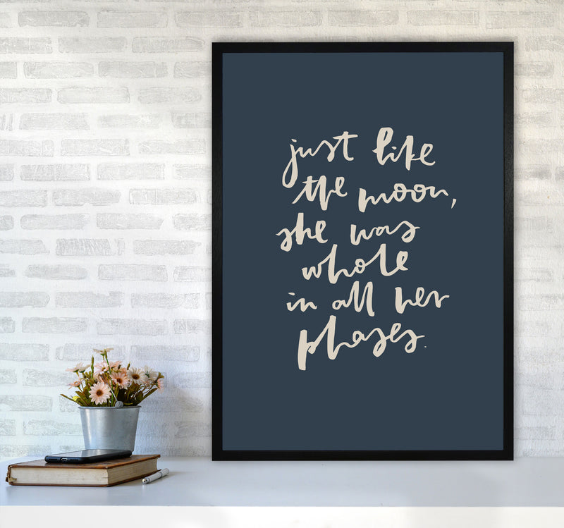 Just Like The Moon Lettering Navy By Planeta444 A1 White Frame