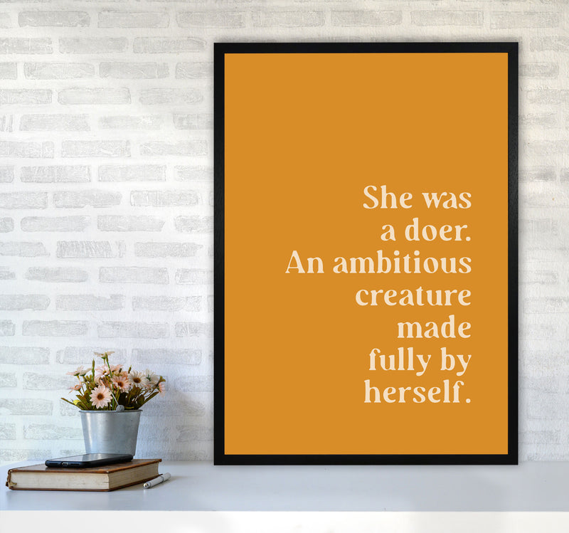 She Was A Doer Type Beige On Mustard By Planeta444 A1 White Frame