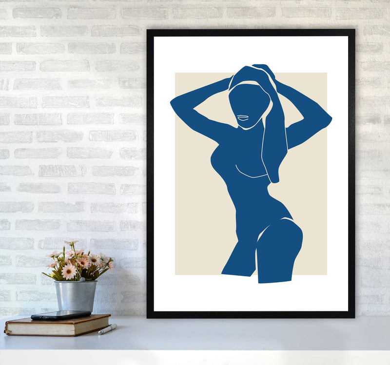 Matisse Hands To Head Blue By Planeta444 A1 White Frame