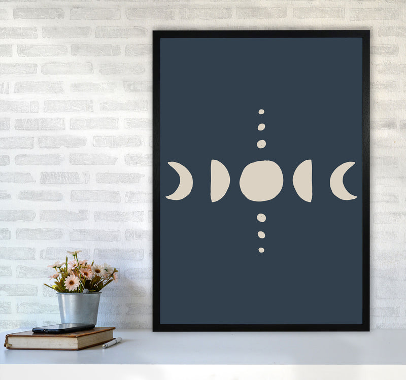 Moon Phases Beige Navy By Planeta444 A1 White Frame