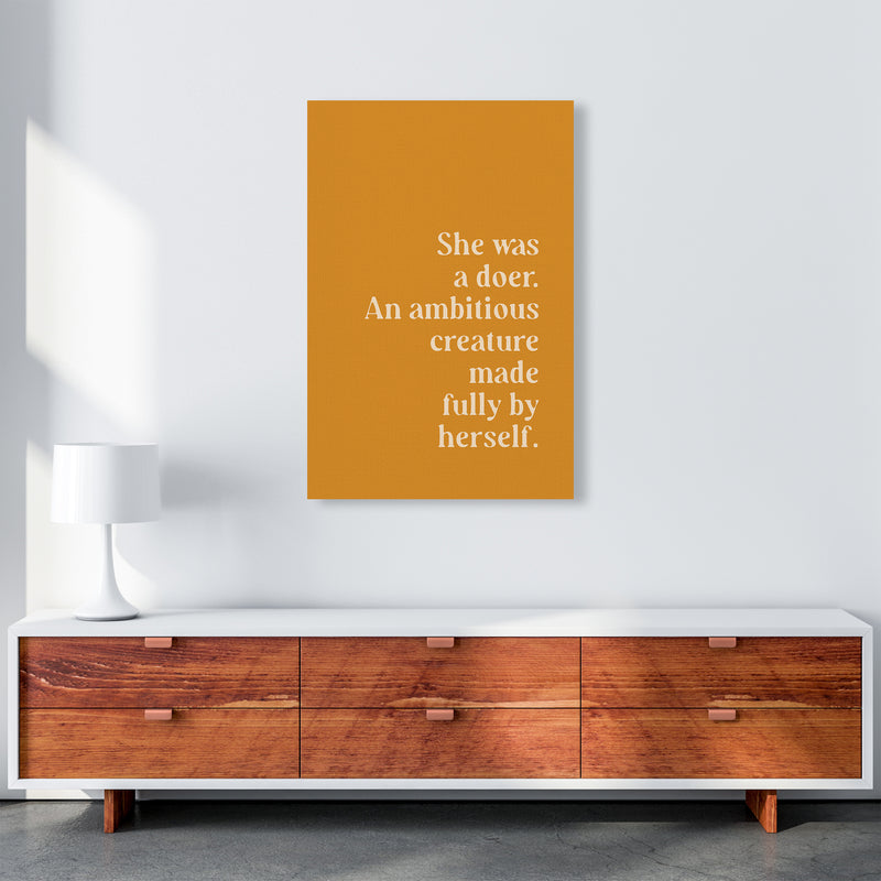 She Was A Doer Type Beige On Mustard By Planeta444 A1 Canvas