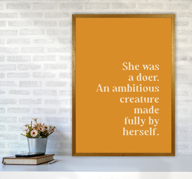 She Was A Doer Type Beige On Mustard By Planeta444 A1 Print Only