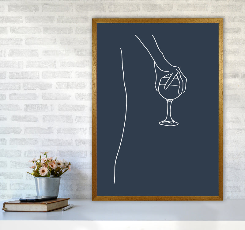 Hand Holding Wine Glass Navy Kitchen Art Print By Planeta444 A1 Print Only