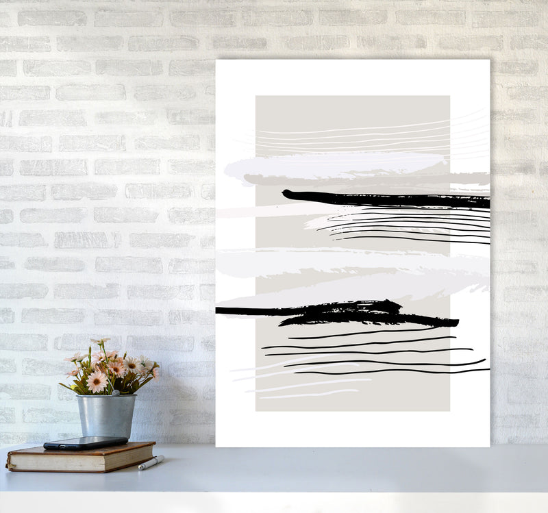 Abstracts Pennellate Linee Grey White Black By Planeta444 A1 Black Frame