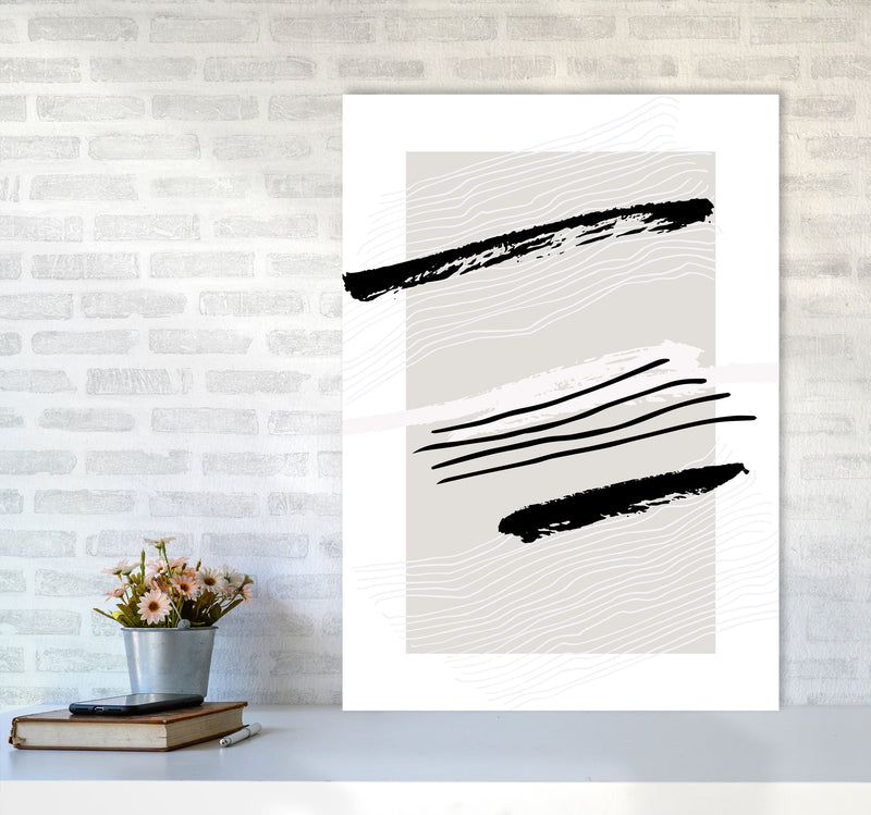 Abstracts Pennellate Linee Grey White Black2 By Planeta444 A1 Black Frame