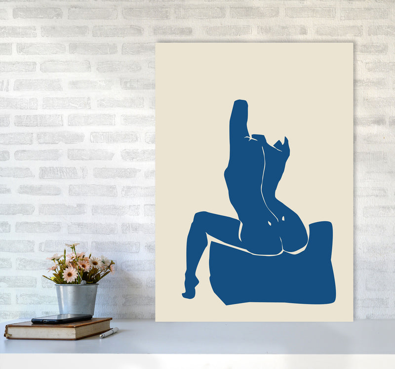 Matisse Sitting On Bed Arms High Blue By Planeta444 A1 Black Frame