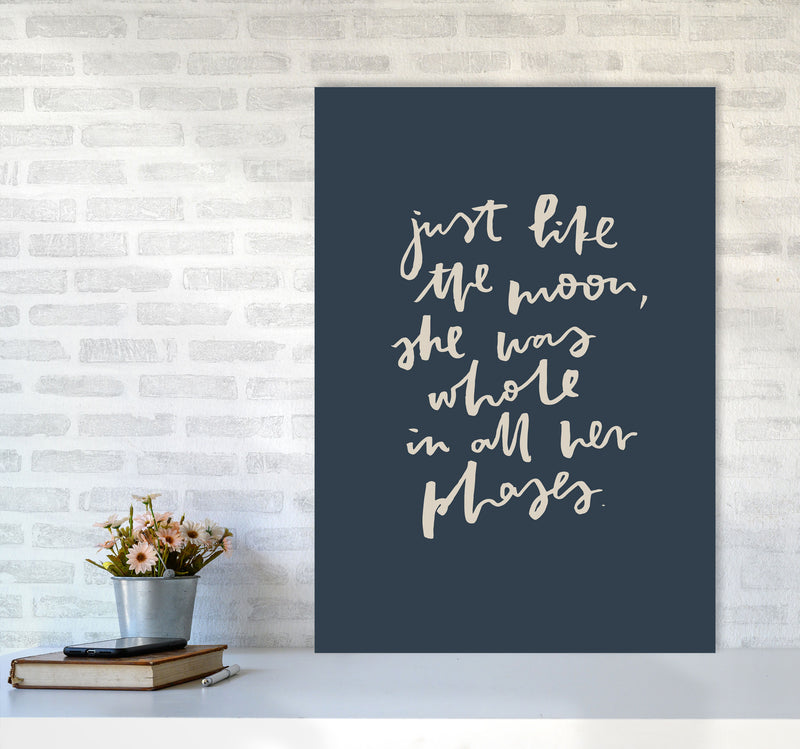 Just Like The Moon Lettering Navy By Planeta444 A1 Black Frame