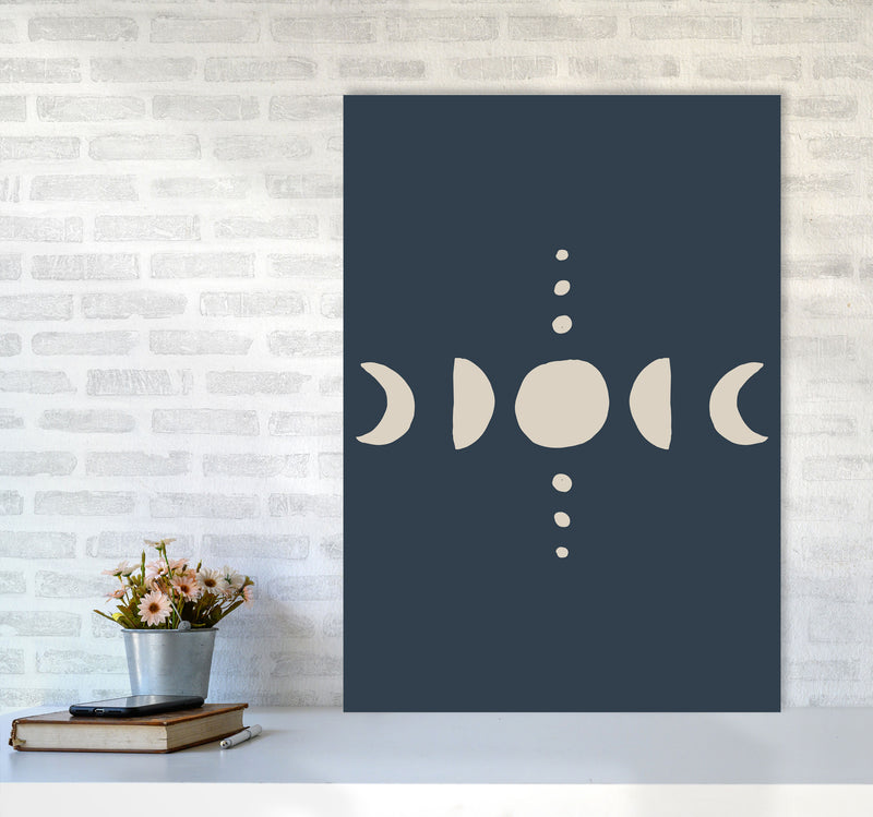Moon Phases Beige Navy By Planeta444 A1 Black Frame