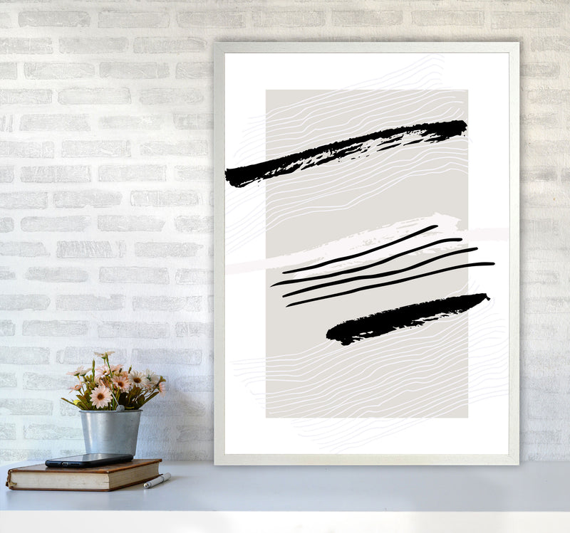 Abstracts Pennellate Linee Grey White Black2 By Planeta444 A1 Oak Frame