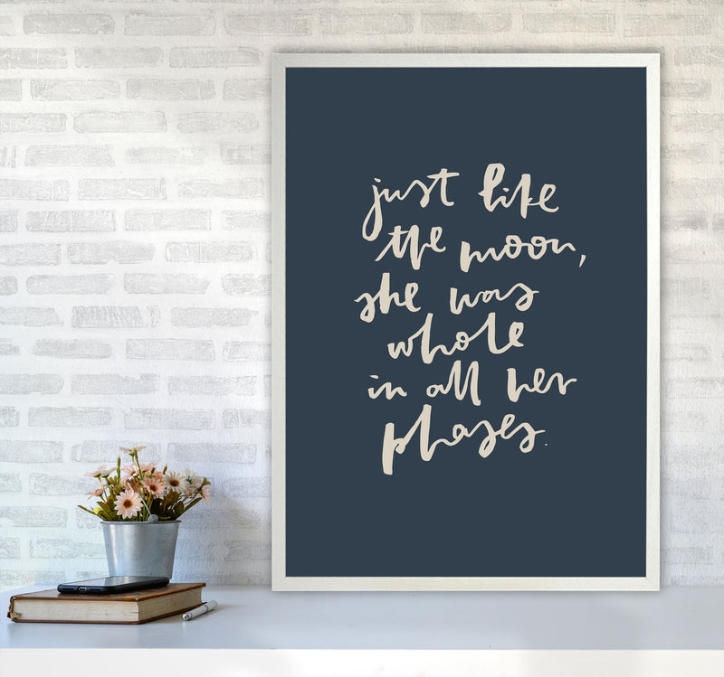 Just Like The Moon Lettering Navy By Planeta444 A1 Oak Frame