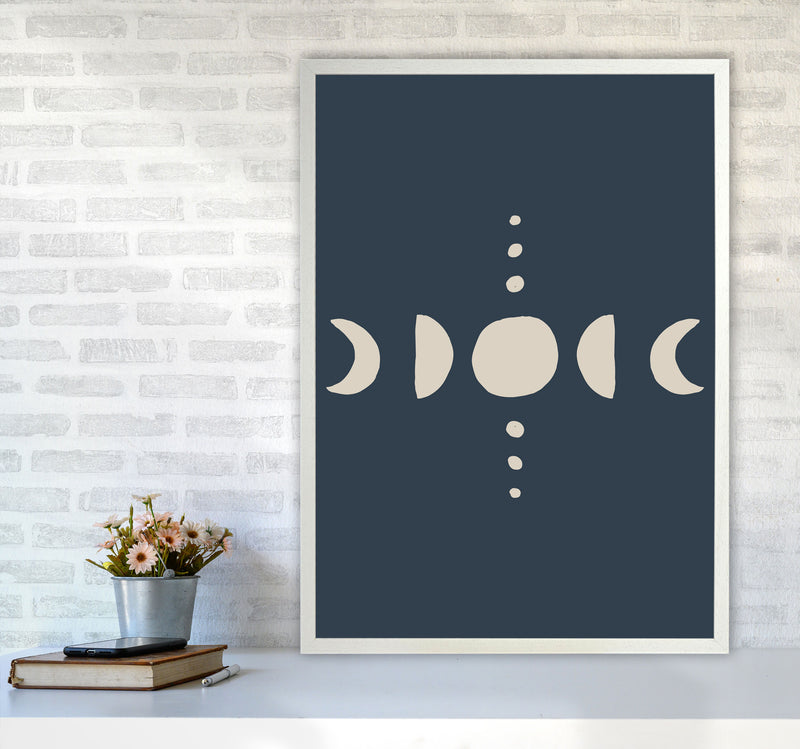 Moon Phases Beige Navy By Planeta444 A1 Oak Frame