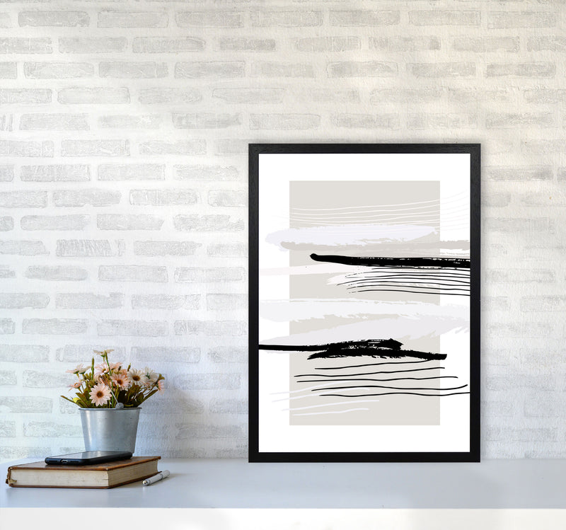 Abstracts Pennellate Linee Grey White Black By Planeta444 A2 White Frame