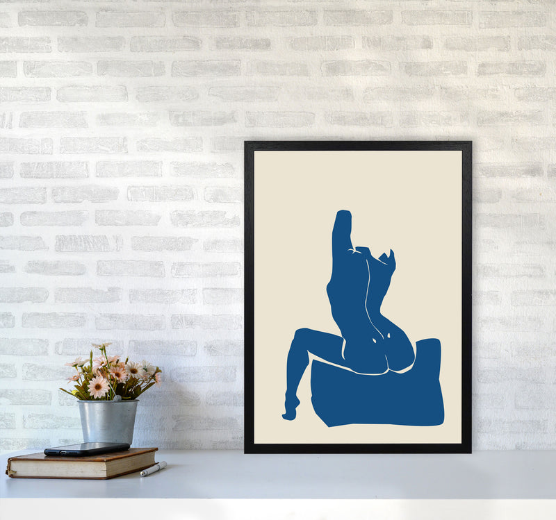 Matisse Sitting On Bed Arms High Blue By Planeta444 A2 White Frame