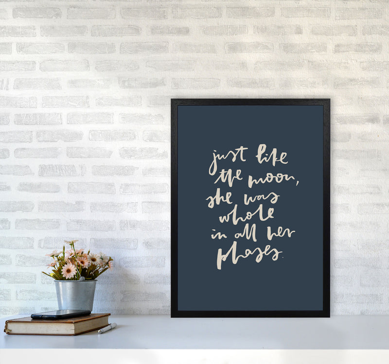 Just Like The Moon Lettering Navy By Planeta444 A2 White Frame