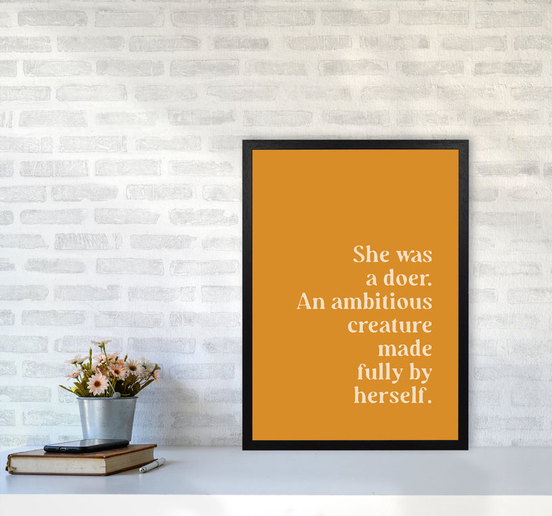 She Was A Doer Type Beige On Mustard By Planeta444 A2 White Frame
