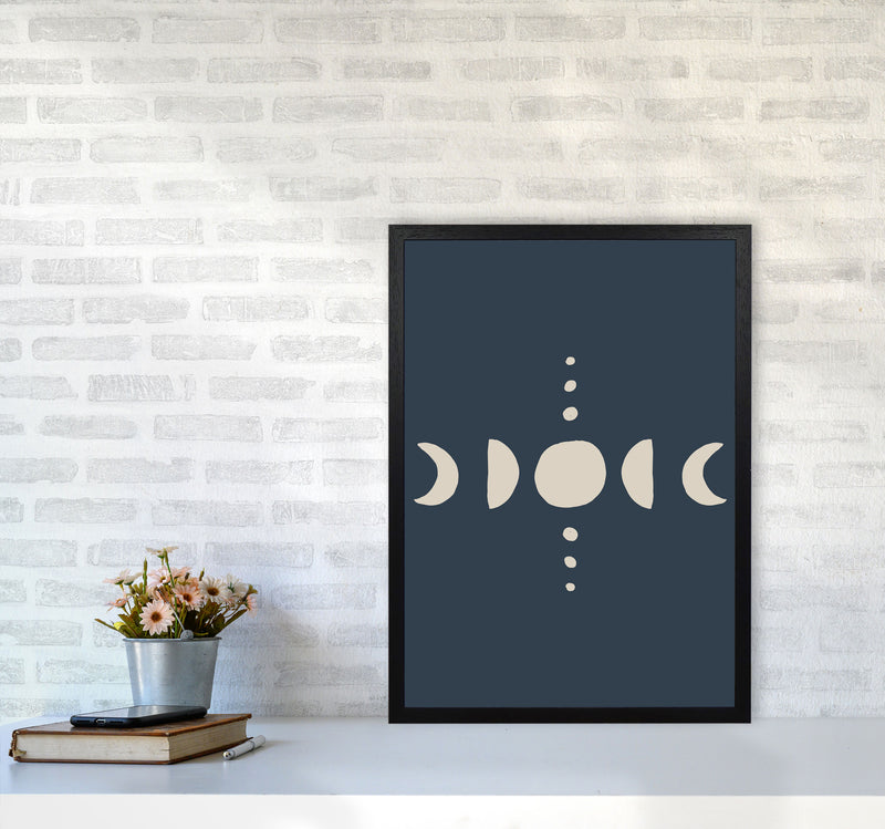 Moon Phases Beige Navy By Planeta444 A2 White Frame
