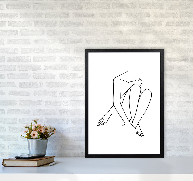 Legs Crossed Looking Down By Planeta444 A2 White Frame